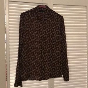 All Saints button down leaf print blouse shirt